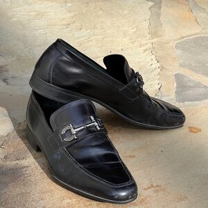 Salvatore Ferragamo Black Leather Slip-On Loafers sz 11